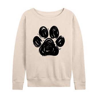 Women's Brushstroke Paw Print French Terry Long Sleeve Tee