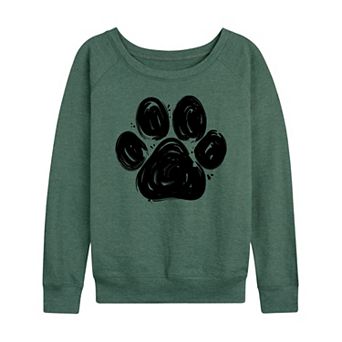 Women's Brushstroke Paw Print French Terry Long Sleeve Tee