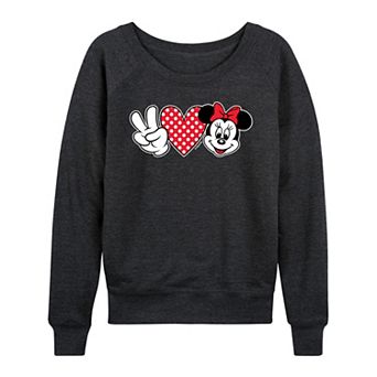 Disney's Minnie Mouse Women's Peace Love French Terry Long Sleeve Tee