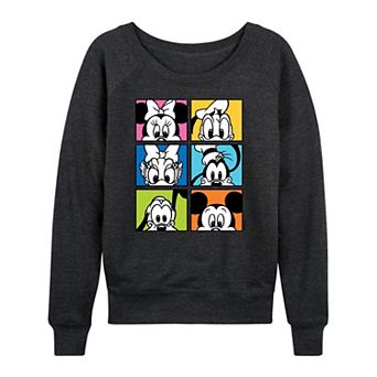 Disney's Mickey Mouse & Friends Women's Grid French Terry Long Sleeve Tee