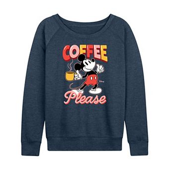 Disney's Mickey Mouse Women's Coffee Please French Terry Long Sleeve Tee