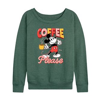 Disney's Mickey Mouse Women's Coffee Please French Terry Long Sleeve Tee