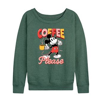 Disney's Mickey Mouse Women's Coffee Please French Terry Long Sleeve Tee