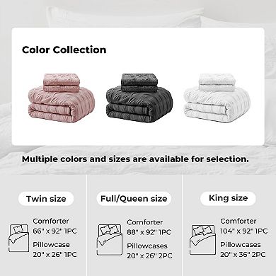 Unikome All Season 3-Piece Bubble Ruched Down Alternative Comforter Set