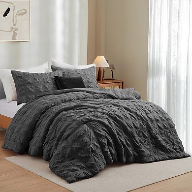 Unikome All Season 3-Piece Bubble Ruched Down Alternative Comforter Set