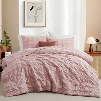 Unikome All Season Crinkle Textured Seersucker Down Alternative Comforter Set