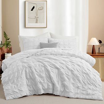 Unikome All Season Crinkle Textured Seersucker Down Alternative Comforter Set