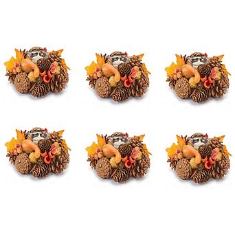 Mixed Pinecone Berry Votive Holder (set Of 6)