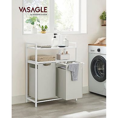 Laundry Hamper, Laundry Sorter with 2 Pull-Out and Removable Bags, 2 Shelves, for Laundry Room