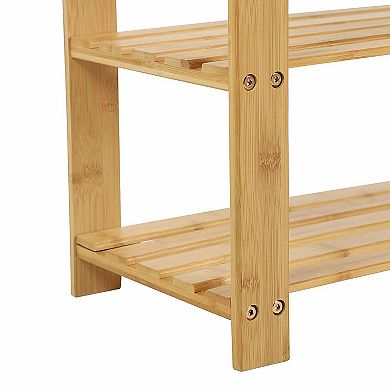 2-tier Wicker Shoe Rack Bench With Shelves, Shoe Organizer