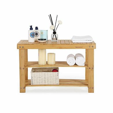 2-tier Wicker Shoe Rack Bench With Shelves, Shoe Organizer