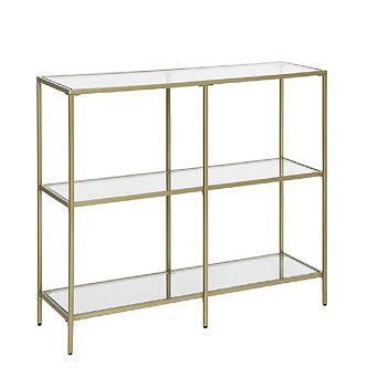 Console Table, Tempered Glass Sofa Table, 3 tier Storage Rack, Modern Shelf, Sturdy