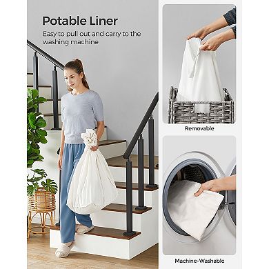 160L Rollling Laundry Hamper with Lid and Wheels