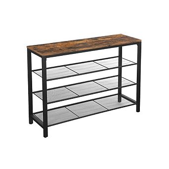 Industrial Shoe Rack With Mesh Shelves