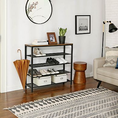 Industrial Shoe Rack With Mesh Shelves