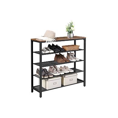 Industrial Shoe Rack With Mesh Shelves