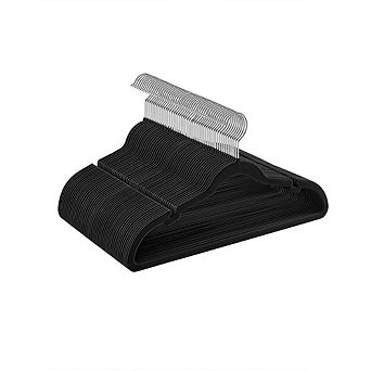 50-Pack Velvet Coat Hangers with Shoulder Notches - Space-Saving, Secure Grip
