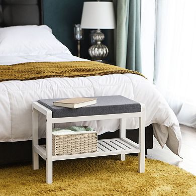 Wicker Padded Seat Shoe Rack Shoe Bench