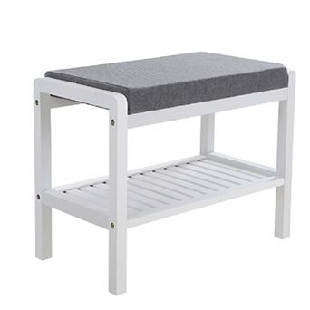 Wicker Padded Seat Shoe Rack Shoe Bench