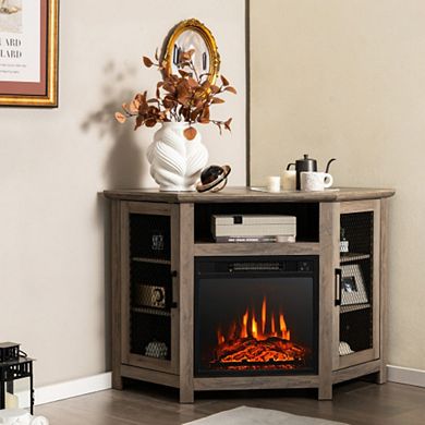Corner TV Stand with Electric Fireplace for TV