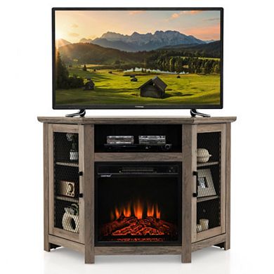 Corner TV Stand with Electric Fireplace for TV