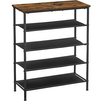 Shoe Rack 5 tier Narrow Shoe Organizer For Closet Entryway, With 4 Fabric Shelves And Top For Bags