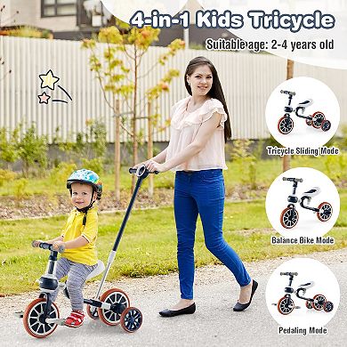 4-in-1 Kids Trike Bike with Adjustable Parent Push Handle and Seat Height