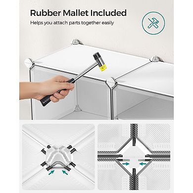 Shoe Rack, 10 Cubes Shoe Organizer with Doors, 32 Pair Plastic Shoe Storage Cabinet