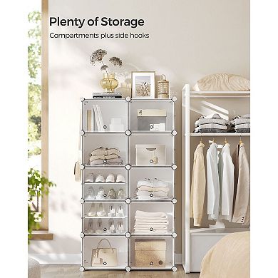 Shoe Rack, 10 Cubes Shoe Organizer with Doors, 32 Pair Plastic Shoe Storage Cabinet
