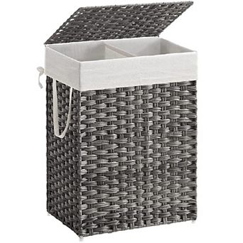 Large 2-Section Laundry Hamper with Lid, 23.8-Gallon Capacity and Washable Liners