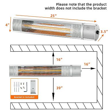 1500W Outdoor Electric Patio Heater with Remote Control