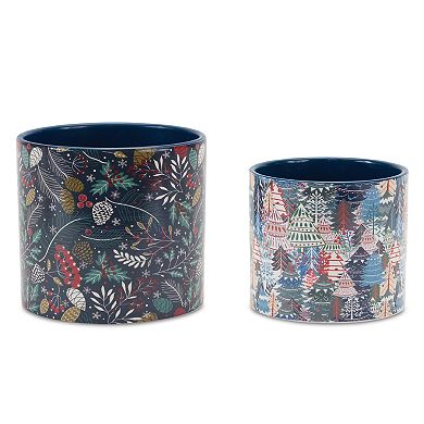 Berry And Pine Tree Holiday Planter (set Of 4)