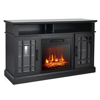Electric Fireplace TV Stand with 4777 BTU Heater, Storage Cabinets, Remote Control, Up to 55 Inch TV