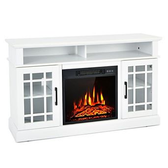 Electric Fireplace TV Stand with 4777 BTU Heater, Storage Cabinets, Remote Control, Up to 55 Inch TV