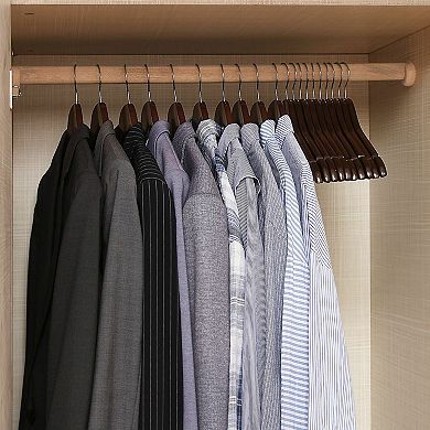 Wood Hangers, 20 Pack Selected Solid Wooden Hangers With Smooth Finish And Human Shoulder Design