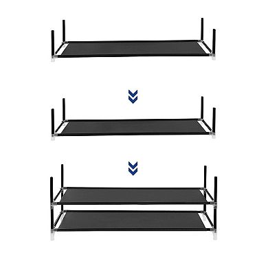 10 Tiers Shoe Rack 50 Pairs Non-Woven Fabric Shoe Tower Organizer Cabinet Black
