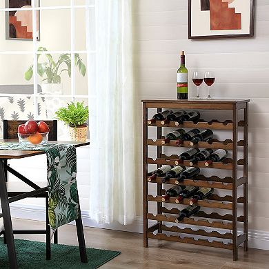 42-bottle Wine Rack Free Standing Floor, 7-tier Display Wine Storage Shelves With Table Top