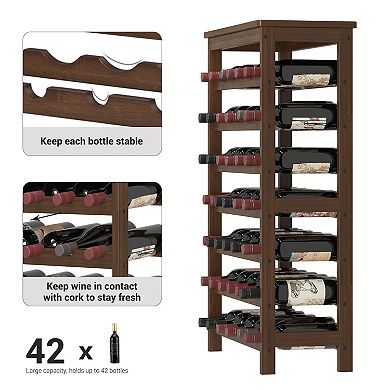 42-bottle Wine Rack Free Standing Floor, 7-tier Display Wine Storage Shelves With Table Top