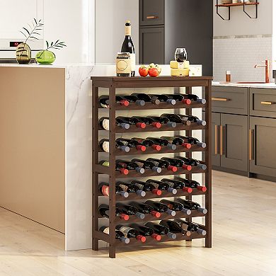 42-bottle Wine Rack Free Standing Floor, 7-tier Display Wine Storage Shelves With Table Top