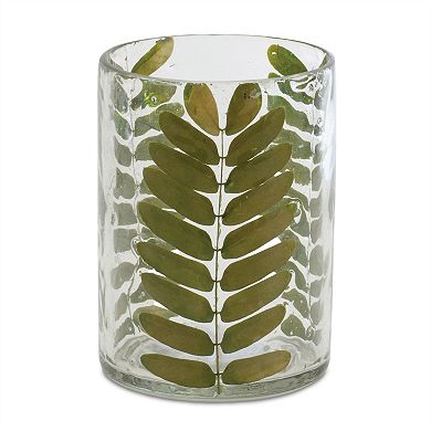 Dried Rowan Leaf Glass Candle Holder (set Of 3)
