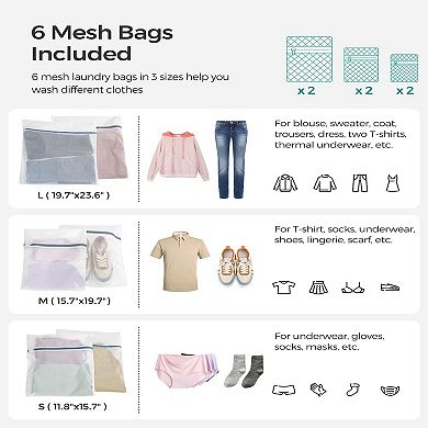 Laundry Hamper With Lid, 130l Clothes Hamper With 2 Removable Liner Bags & 6 Mesh Bags