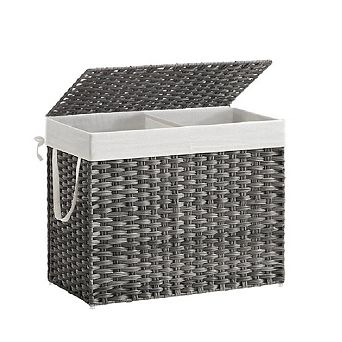 Laundry Hamper With Lid, 130l Clothes Hamper With 2 Removable Liner Bags & 6 Mesh Bags