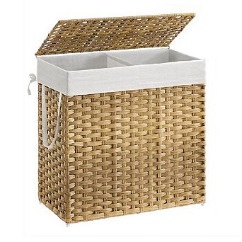 Laundry Hamper With Lid, 130l Clothes Hamper With 2 Removable Liner Bags & 6 Mesh Bags