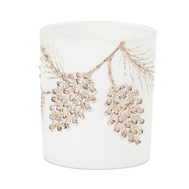 Glittered Pine Cone Candle Holder (Set Of 6)