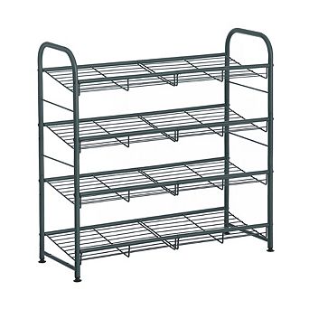 4 tier Shoe Rack Storage Organizer, Hold Up To 16 Pairs, Steel, For High Heels, Trainers, Slippers