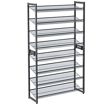 8 tier Shoe Rack, Set of 2 Stackable 4 tier Shoe Organizers, Metal Mesh Shoe Shelf Storage