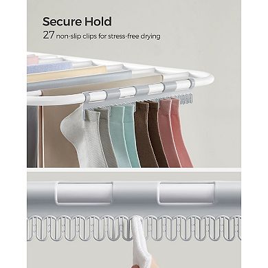 Foldable 2-level Stable Clothes Drying Rack, With Height-adjustable Gull wings, For Bed Linen