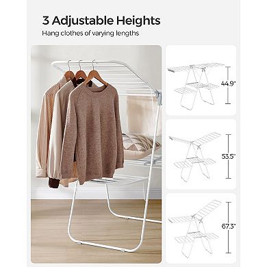 Foldable 2-level Stable Clothes Drying Rack, With Height-adjustable Gull wings, For Bed Linen