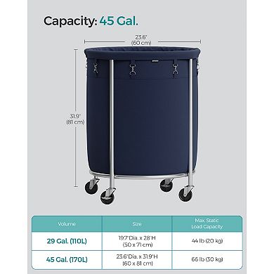 Laundry Hamper On Wheels, With Steel Frame And Removable Bag
