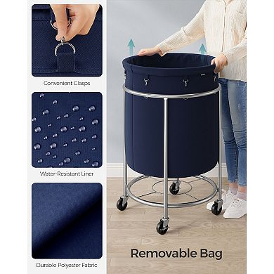 Laundry Hamper On Wheels, With Steel Frame And Removable Bag
